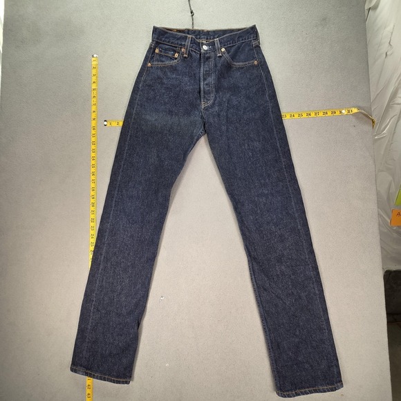 VTG Levis 501 Jeans Mens Blue Dark Wash Straight Button Fly Made USA Fits 25x34